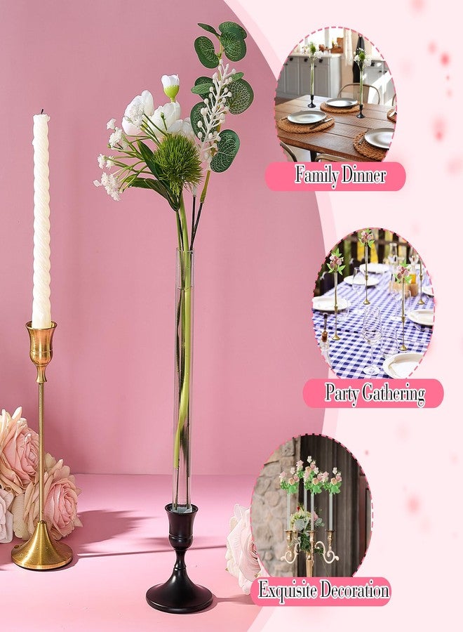 Ninehaoou 6 Pack 7.9" Bud Vase Taper Candle Holder's Acrylic Bud Flower Vase Designed Specially for Taper Candle for Tablescapes Centerpieces Weddings and Home Decorations(Plum Blossom Pattern) - Image 2
